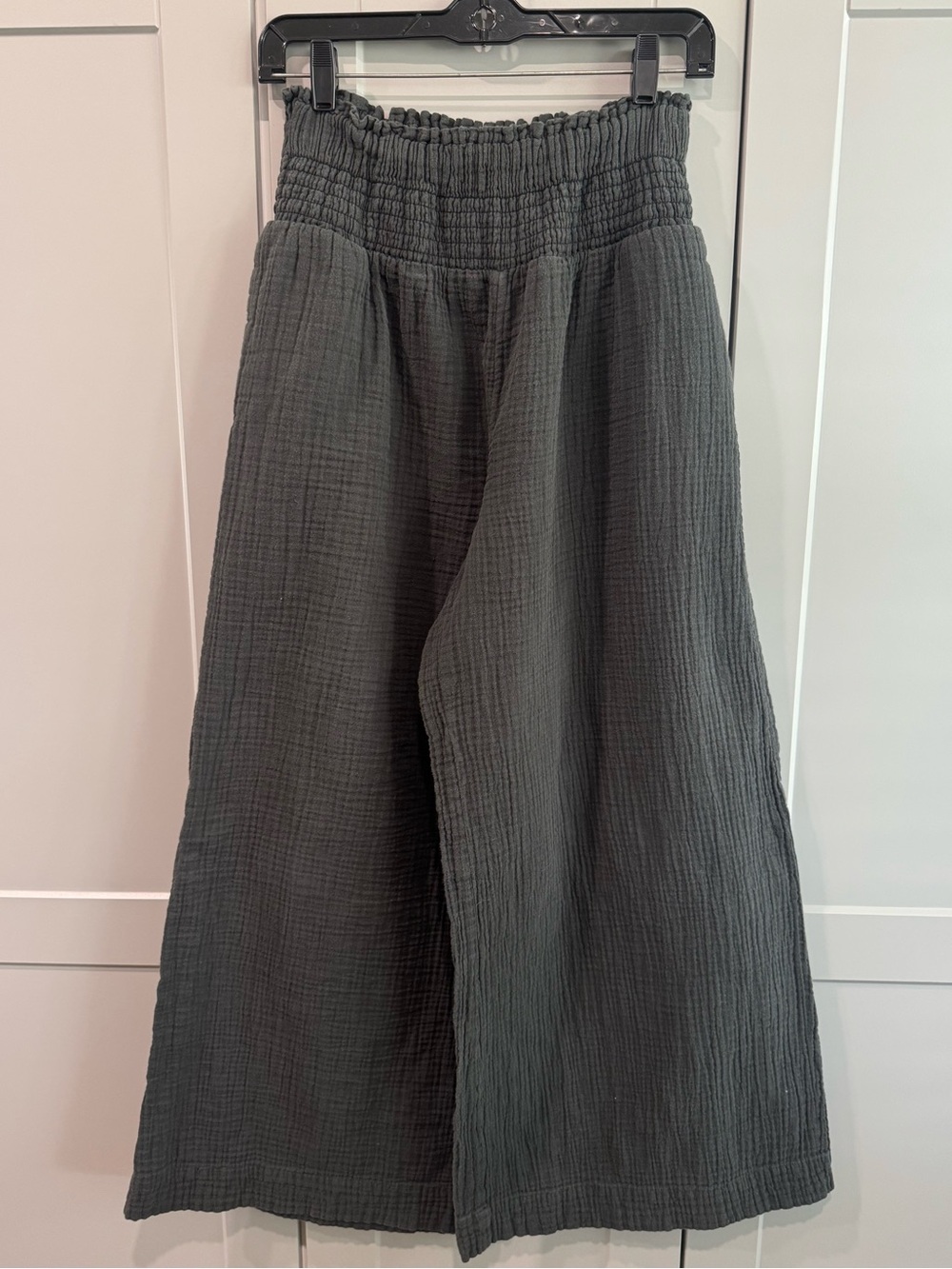 Anthropologie Charcoal Gray Gauze Wide-Leg Pants